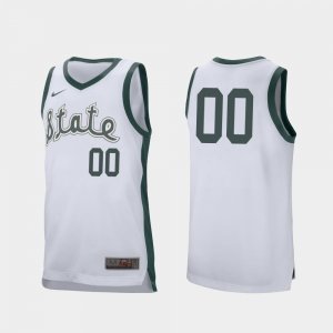 Men's Michigan State Spartans NCAA #00 Custom White Authentic Nike Stitched College Basketball Jersey EB32H71LZ